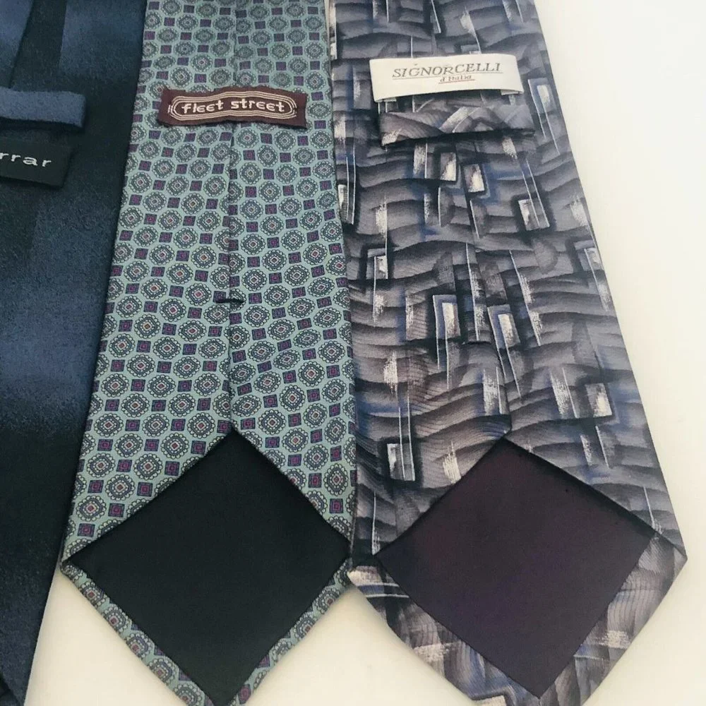 Set Of Four Blue Silk Ties Fleet Street J Ferrar Michael Strahan Signorcelli